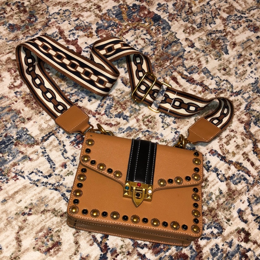 Izzy K Faux Leather Studded Satchel with Removable Crossbody Strap